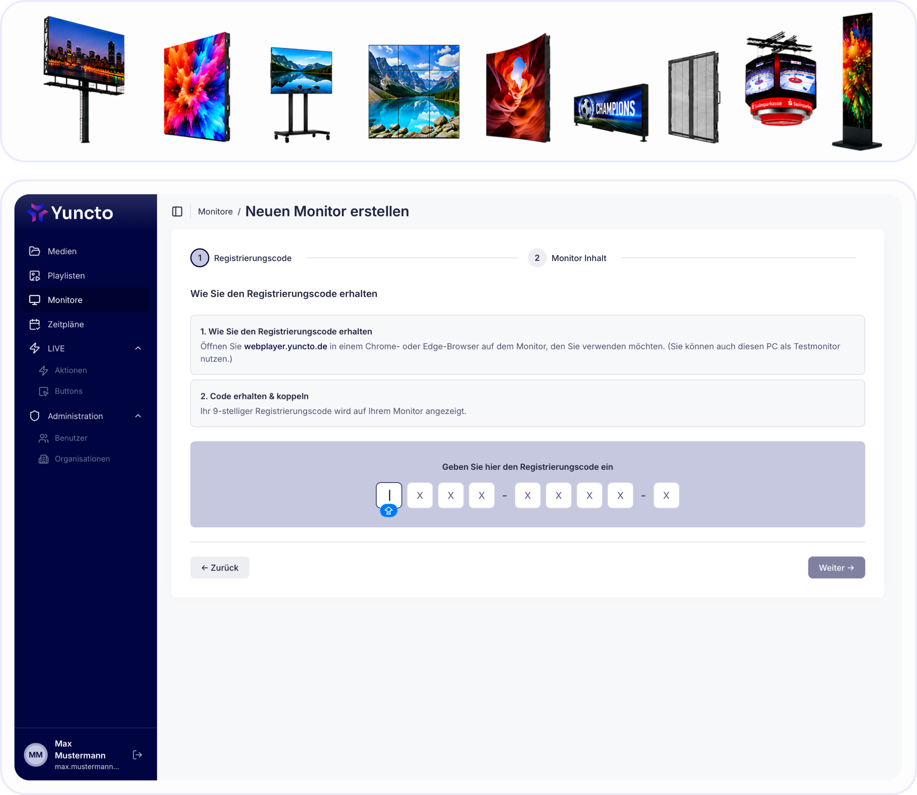 Alle Displays zentral mit Yuncto steuern